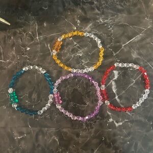 Crystal Beaded Bracelets with Bear Charm